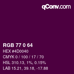 Color code: RGB 77 0 64 | qconv.com