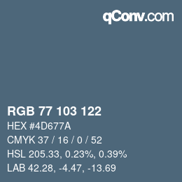 Farbcode: RGB 77 103 122 | qconv.com