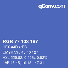 Color code: RGB 77 103 187 | qconv.com