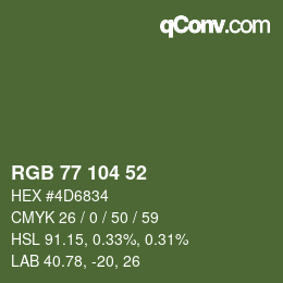 Code couleur: RGB 77 104 52 | qconv.com