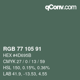 Código de color: RGB 77 105 91 | qconv.com