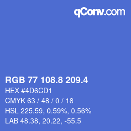 カラーコード: RGB 77 108.8 209.4 | qconv.com