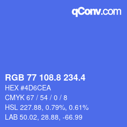 カラーコード: RGB 77 108.8 234.4 | qconv.com
