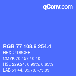 カラーコード: RGB 77 108.8 254.4 | qconv.com