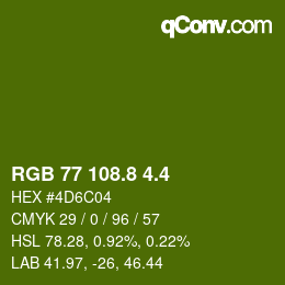 カラーコード: RGB 77 108.8 4.4 | qconv.com