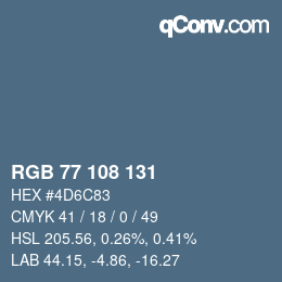 カラーコード: RGB 77 108 131 | qconv.com