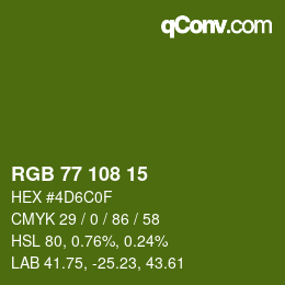 カラーコード: RGB 77 108 15 | qconv.com