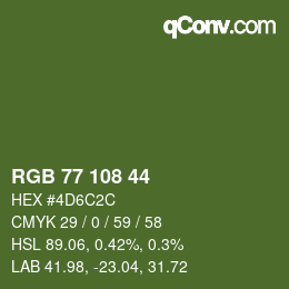 Color code: RGB 77 108 44 | qconv.com