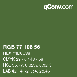Farbcode: RGB 77 108 56 | qconv.com
