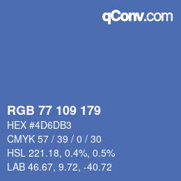 Color code: RGB 77 109 179 | qconv.com