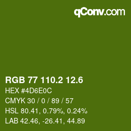 カラーコード: RGB 77 110.2 12.6 | qconv.com