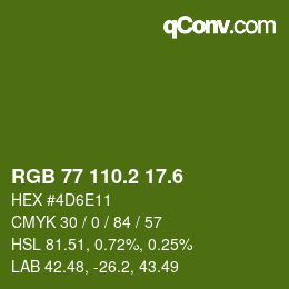 カラーコード: RGB 77 110.2 17.6 | qconv.com