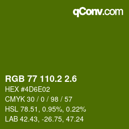 カラーコード: RGB 77 110.2 2.6 | qconv.com