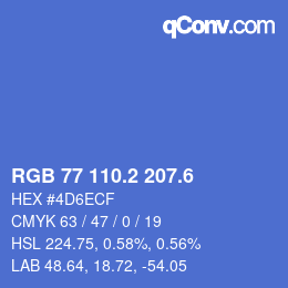 カラーコード: RGB 77 110.2 207.6 | qconv.com