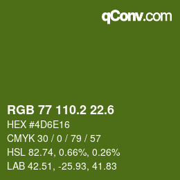 カラーコード: RGB 77 110.2 22.6 | qconv.com