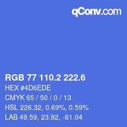 カラーコード: RGB 77 110.2 222.6 | qconv.com