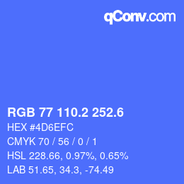 カラーコード: RGB 77 110.2 252.6 | qconv.com