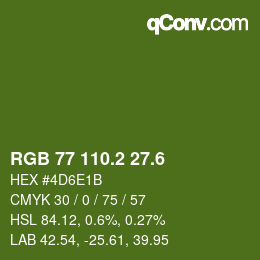 カラーコード: RGB 77 110.2 27.6 | qconv.com
