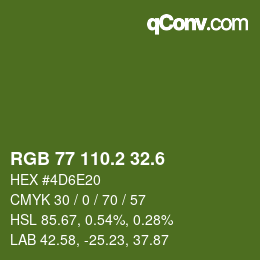 カラーコード: RGB 77 110.2 32.6 | qconv.com