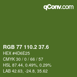 カラーコード: RGB 77 110.2 37.6 | qconv.com