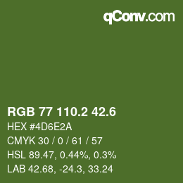 カラーコード: RGB 77 110.2 42.6 | qconv.com