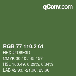 カラーコード: RGB 77 110.2 61 | qconv.com