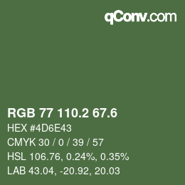 カラーコード: RGB 77 110.2 67.6 | qconv.com