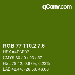 カラーコード: RGB 77 110.2 7.6 | qconv.com