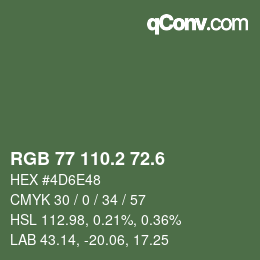 カラーコード: RGB 77 110.2 72.6 | qconv.com