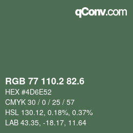カラーコード: RGB 77 110.2 82.6 | qconv.com