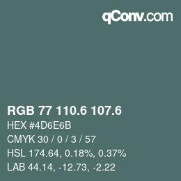 カラーコード: RGB 77 110.6 107.6 | qconv.com