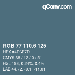 カラーコード: RGB 77 110.6 125 | qconv.com