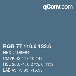 カラーコード: RGB 77 110.6 132.6 | qconv.com