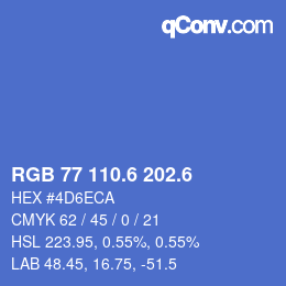 カラーコード: RGB 77 110.6 202.6 | qconv.com