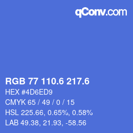 カラーコード: RGB 77 110.6 217.6 | qconv.com