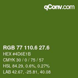 カラーコード: RGB 77 110.6 27.6 | qconv.com