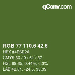 カラーコード: RGB 77 110.6 42.6 | qconv.com