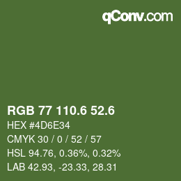 カラーコード: RGB 77 110.6 52.6 | qconv.com