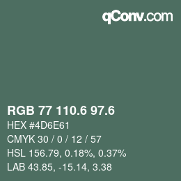 カラーコード: RGB 77 110.6 97.6 | qconv.com