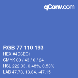 カラーコード: RGB 77 110 193 | qconv.com