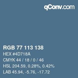 Farbcode: RGB 77 113 138 | qconv.com