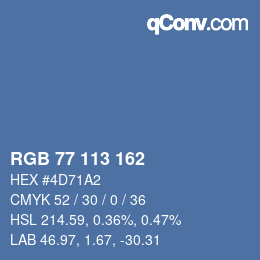 Color code: RGB 77 113 162 | qconv.com