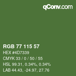 カラーコード: RGB 77 115 57 | qconv.com