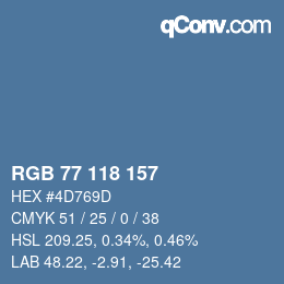 カラーコード: RGB 77 118 157 | qconv.com
