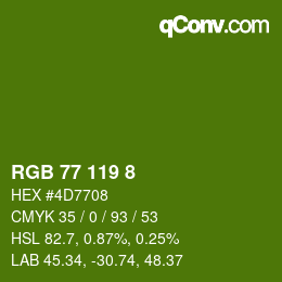 Color code: RGB 77 119 8 | qconv.com