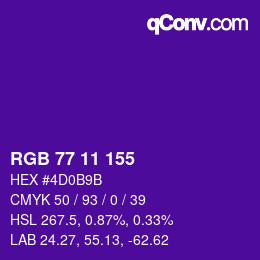 カラーコード: RGB 77 11 155 | qconv.com