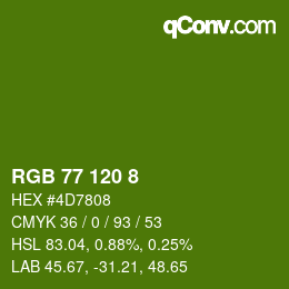 颜色代码: RGB 77 120 8 | qconv.com