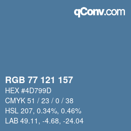 カラーコード: RGB 77 121 157 | qconv.com