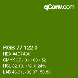 カラーコード: RGB 77 122 0 | qconv.com