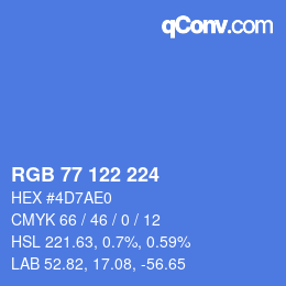 Farbcode: RGB 77 122 224 | qconv.com